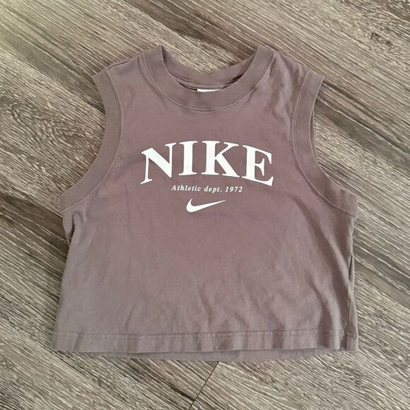 Nike Essential Retro Tank Top In Cave Stone Gray - Picture 1 of 3